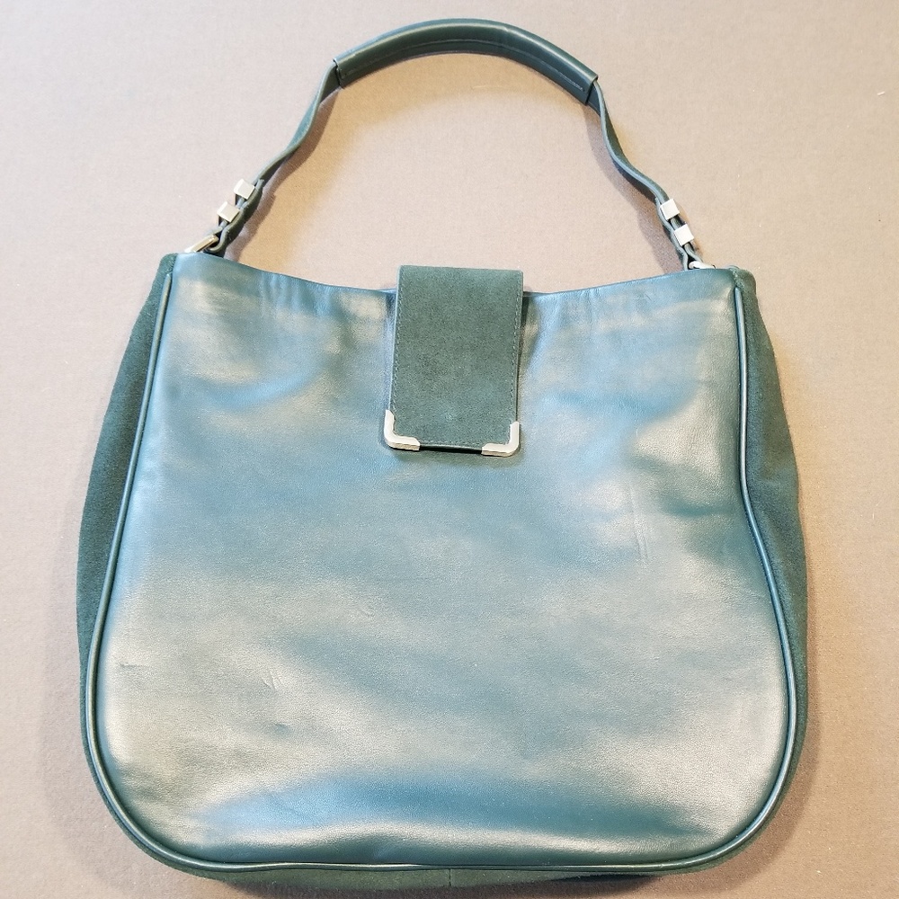 NWT White House Black Market Green Leather Bag